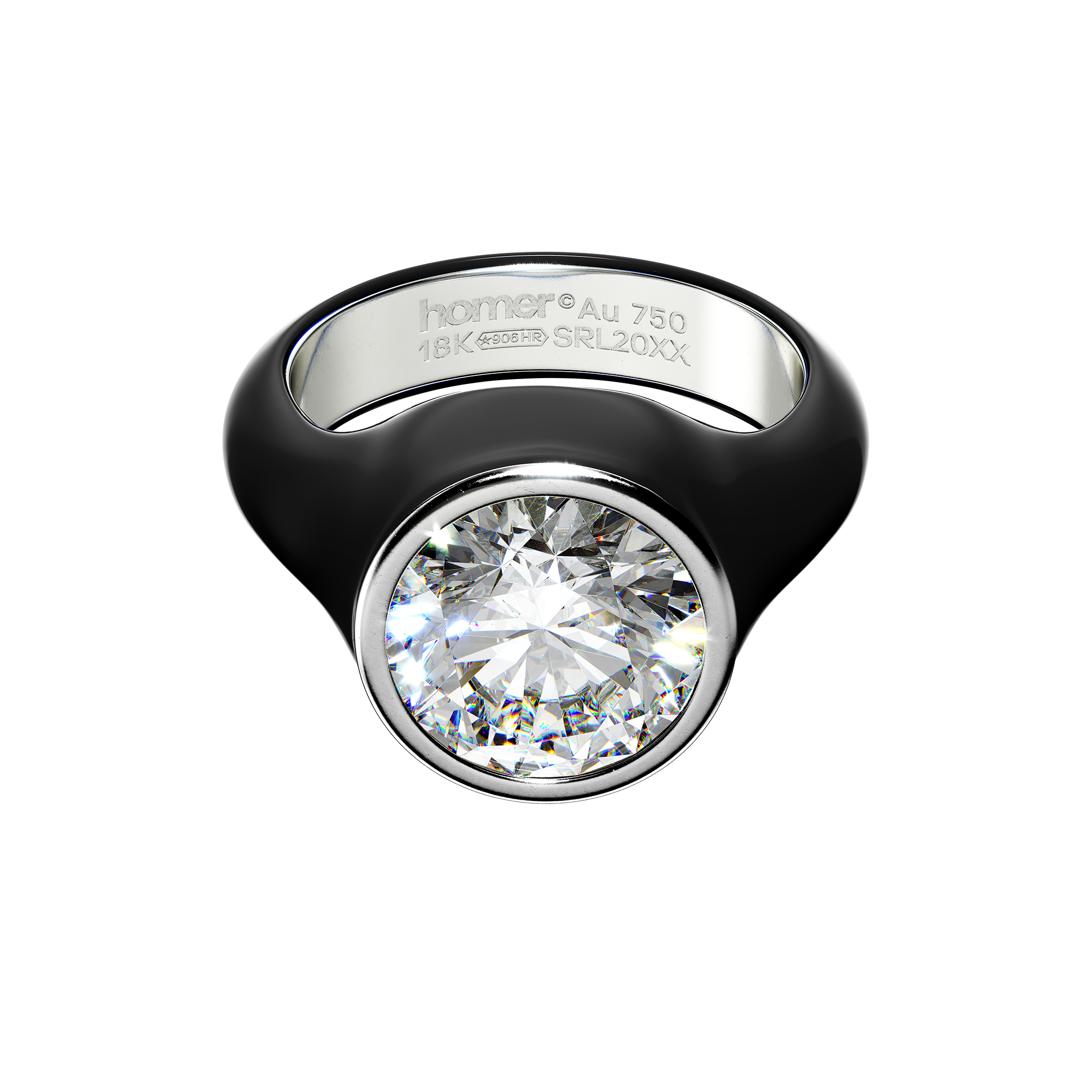 A detail of Sphere Earth High Jewelry Ring in Black